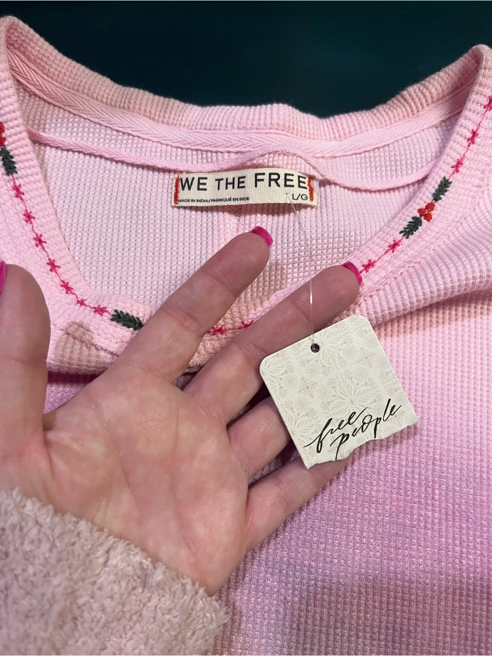 Free People Pink 'Meowy Christmas' Cat Graphic Tee - Pink (313)